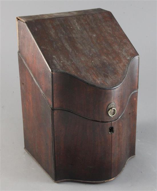 A George III mahogany knife box 11.5in.